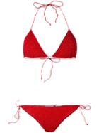 Oseree - Lurex Triangle Bikini - Women - Polyamide/polyester/spandex/elastane - S, Red, Polyamide/polyester/spandex/elastane