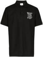 Burberry Monogram-embroidered Polo Shirt - Black