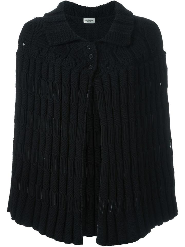 Saint Laurent Knitted Cape, Women's, Size: Xs, Black, Wool