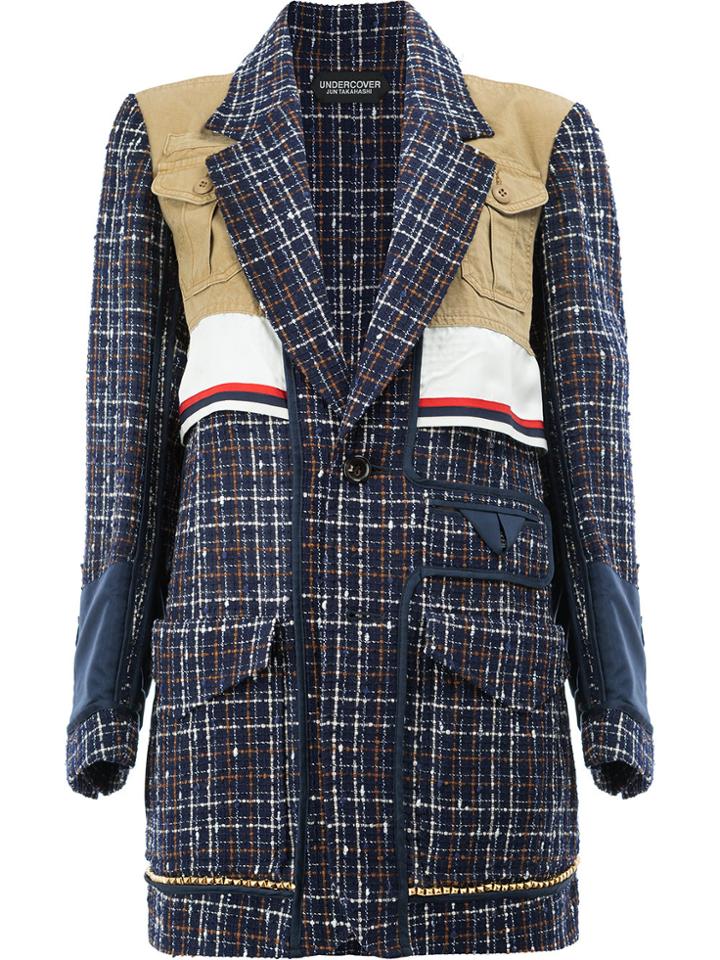 Undercover Checked Loose Knit Jacked - Blue