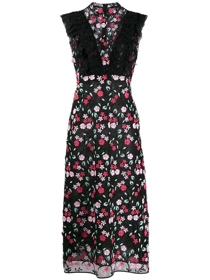 Giamba Floral Embroidered Maxi Dress - Black