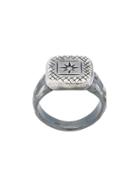Bottega Veneta Engraved Star Square Ring - Metallic
