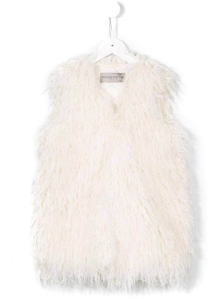 Ermanno Scervino Junior Faux Fur Gilet, Girl's, Size: 12 Yrs, White