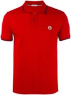 Moncler - Striped Trim Polo Shirt - Men - Cotton - Xxl, Red, Cotton