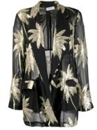 Ailanto Embellished Palm Tree Kimono - Black