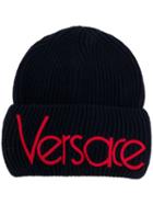 Versace Front Logo Beanie - Blue