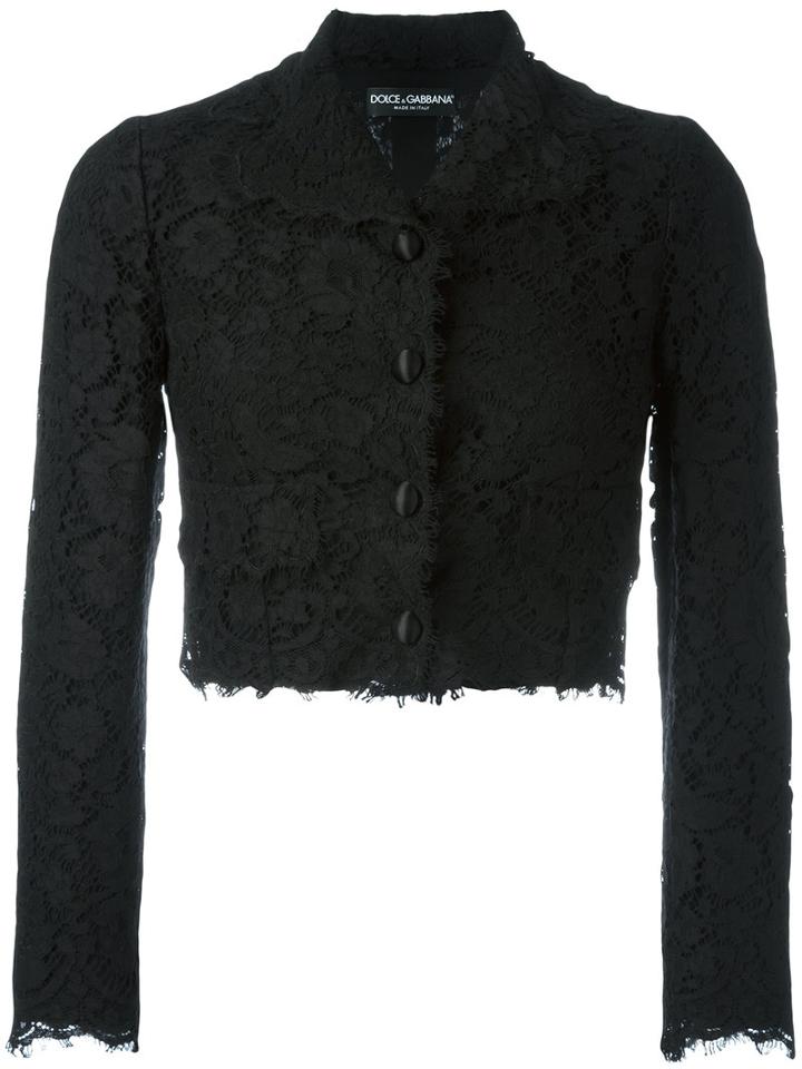 Dolce & Gabbana - Cropped Lace Jacket - Women - Silk/cotton/polyamide/viscose - 46, Black, Silk/cotton/polyamide/viscose