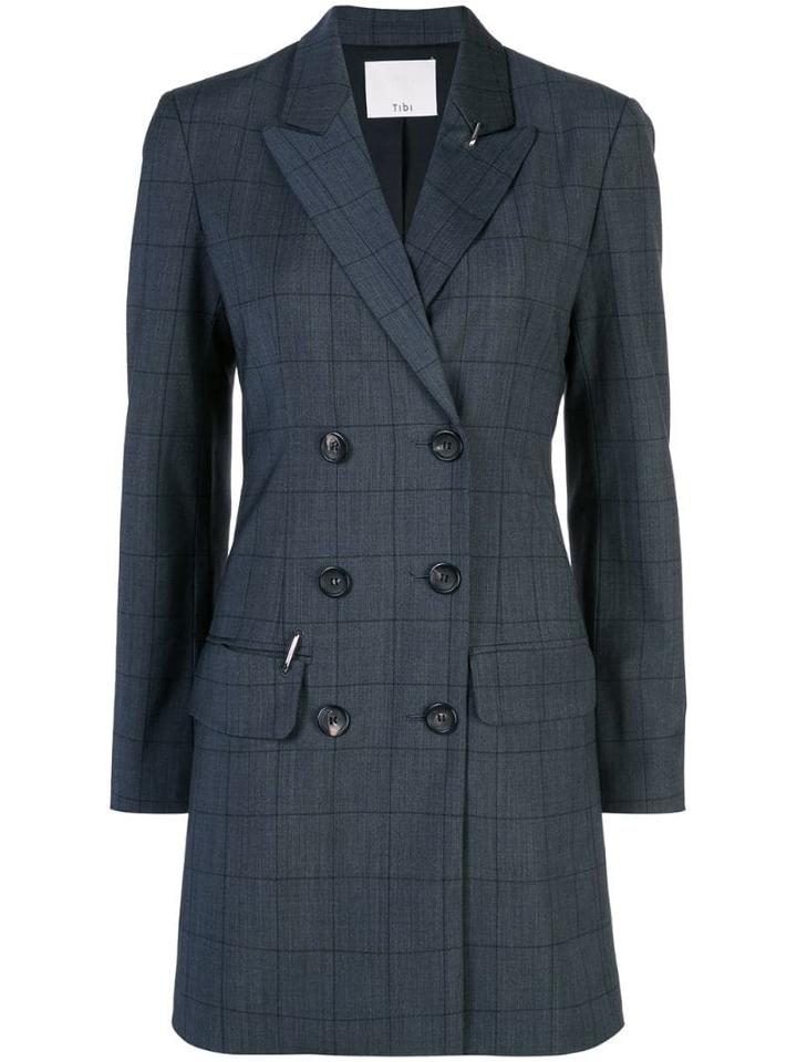 Tibi Windowpane Blazer Dress - Grey
