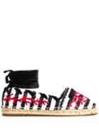 Aquazzura Striped Contrast Embroidered Espadrilles - White