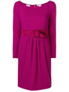 Valentino Vintage Belted Longsleeved Short Dress - Pink & Purple