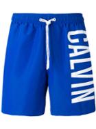 Calvin Klein Side Logo Swim Shorts, Men's, Size: Large, Blue, Cotton/spandex/elastane/polyester