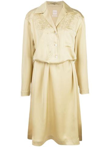 Zanini Floral Embroidered Shirt Dress - Green