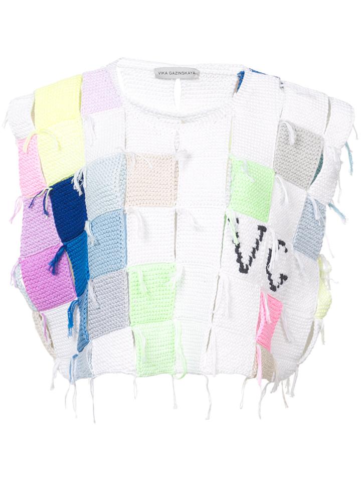 Vika Gazinskaya Patchwork Crop Top - White