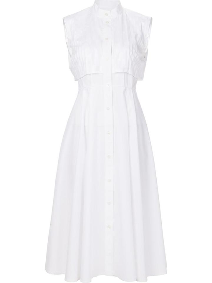 Tome Pleated Detailing Buttoned Dress, Women's, Size: 6, White, Cotton