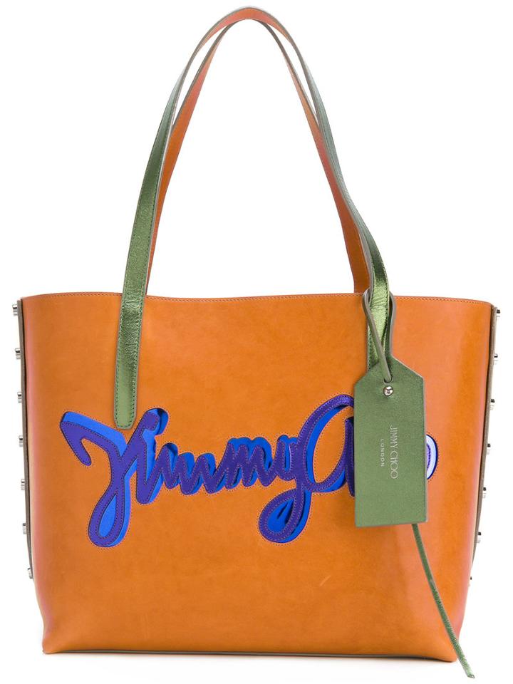Jimmy Choo Twist East Tote, Women's, Yellow/orange, Leather