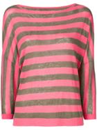 Sottomettimi Boat Neck Striped Jumper - Pink & Purple