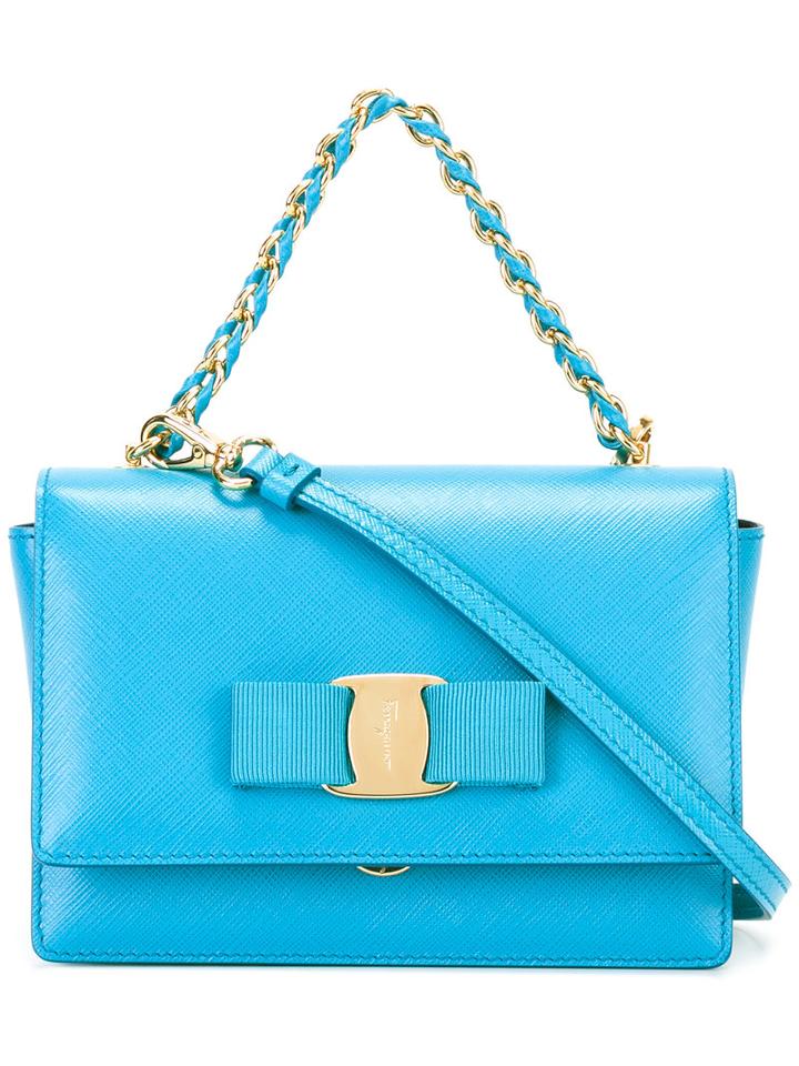 Salvatore Ferragamo Tiny Ginny Shoulder Bag, Women's, Blue, Leather