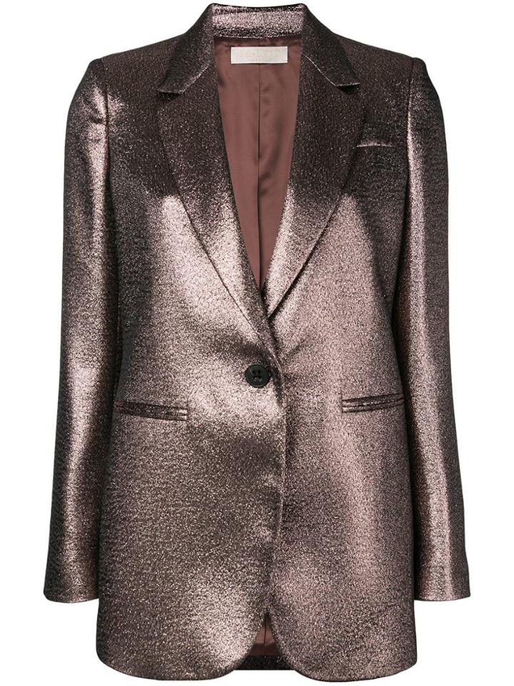 Mantu Metallic Single Breasted Blazer - Pink & Purple