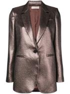 Mantu Metallic Single Breasted Blazer - Pink & Purple