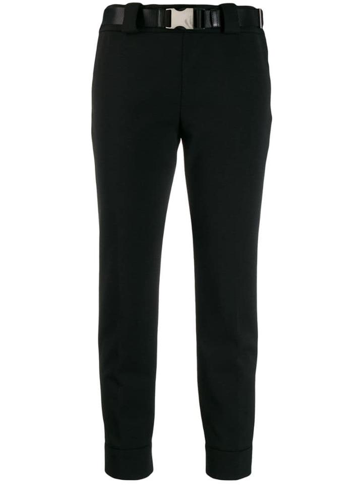 Prada Belted Slim-fit Trousers - Black