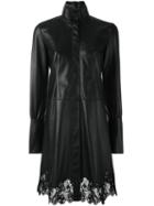 Lanvin Lace Hem Shirt Dress, Women's, Size: 38, Black, Lamb Skin/polyester/viscose