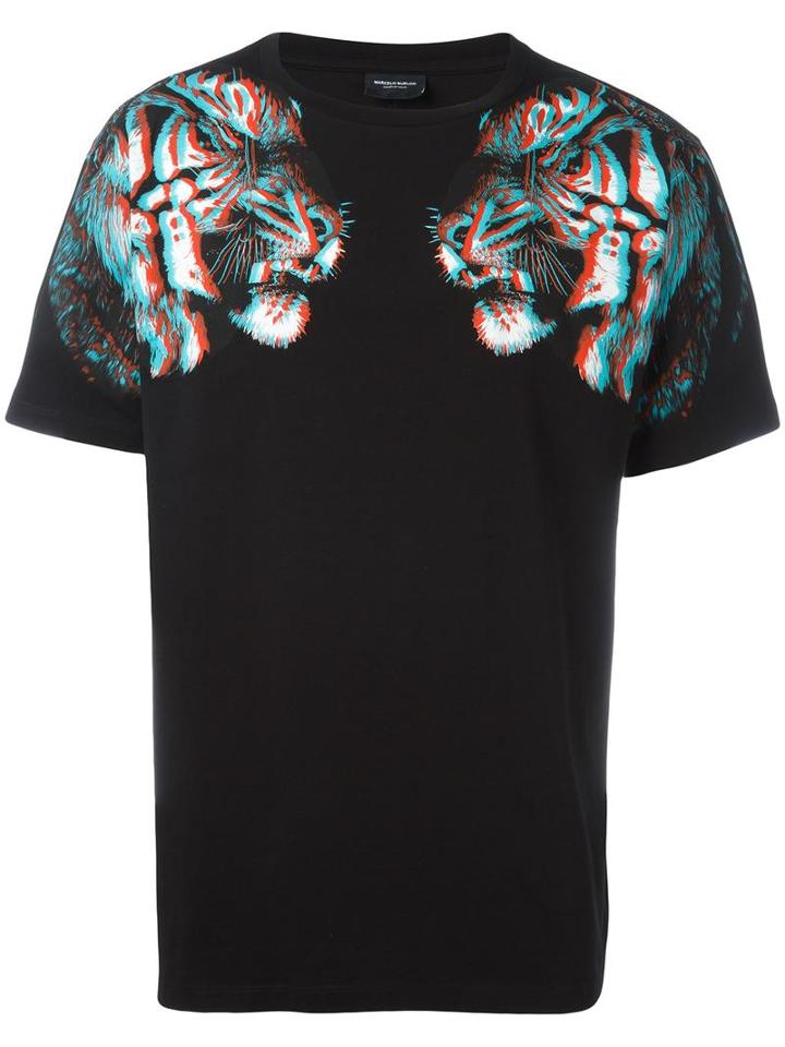 Marcelo Burlon County Of Milan Tiger Hologram Print T-shirt, Men's, Size: Small, Black, Cotton/polyester