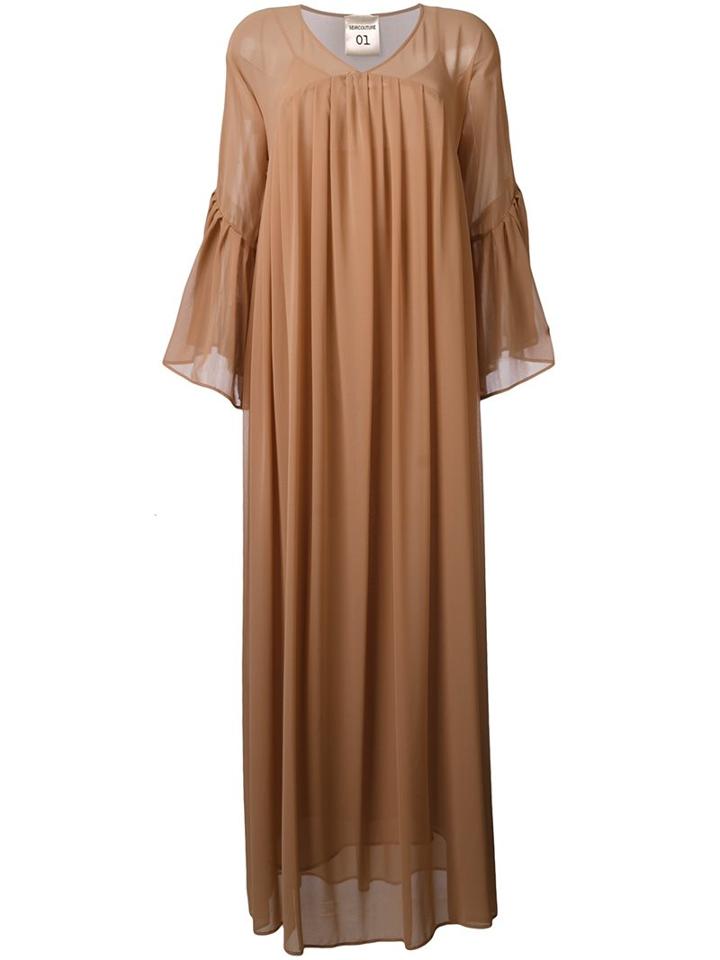 Erika Cavallini Ruffled Sleeves Draped Dress, Women's, Size: 44, Nude/neutrals, Polyester