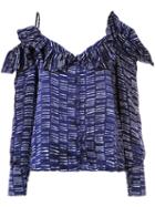 Maki Oh - Off Shoulder Blouse - Women - Silk - M, Blue, Silk