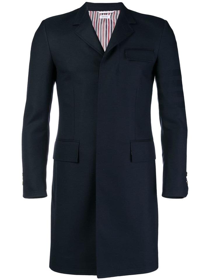 Thom Browne Sateen 4-bar High-armhole Chesterfield - Blue