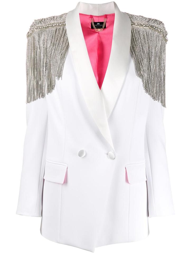 Elisabetta Franchi Structured Shoulder Blazer - White