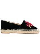 Attico Sequin Embellished Floral Espadrilles - Black