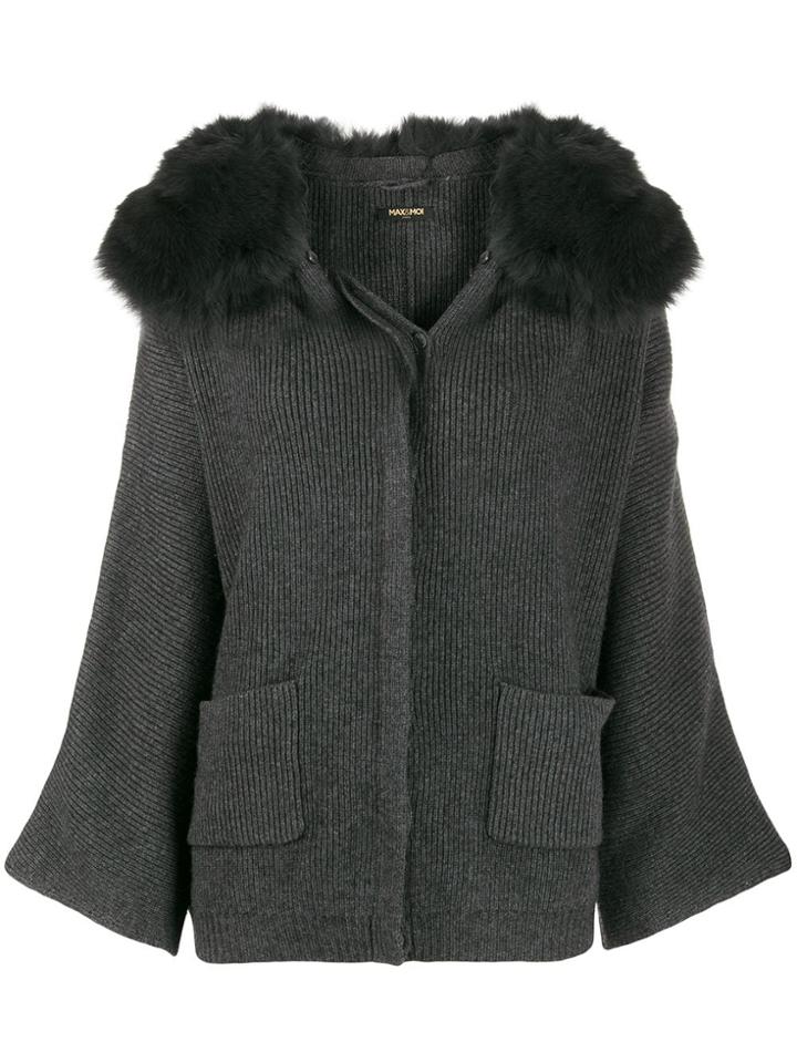 Max & Moi Coarse Collared Cardigan - Grey