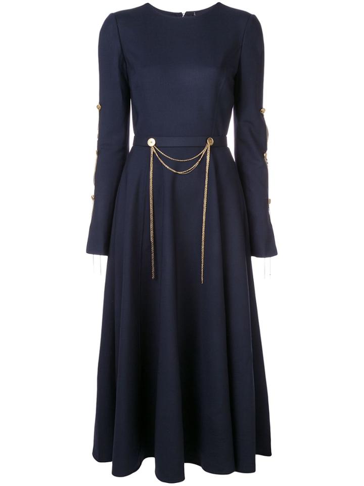 Oscar De La Renta Embellished Flared Dress - Blue