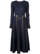 Oscar De La Renta Embellished Flared Dress - Blue