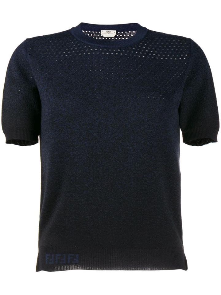 Fendi Perforated Detail Knit Top - Blue