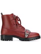 Trussardi Jeans Buckled Ankle Boots - Red