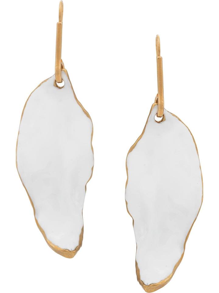 Marni Leaf Earrings - White