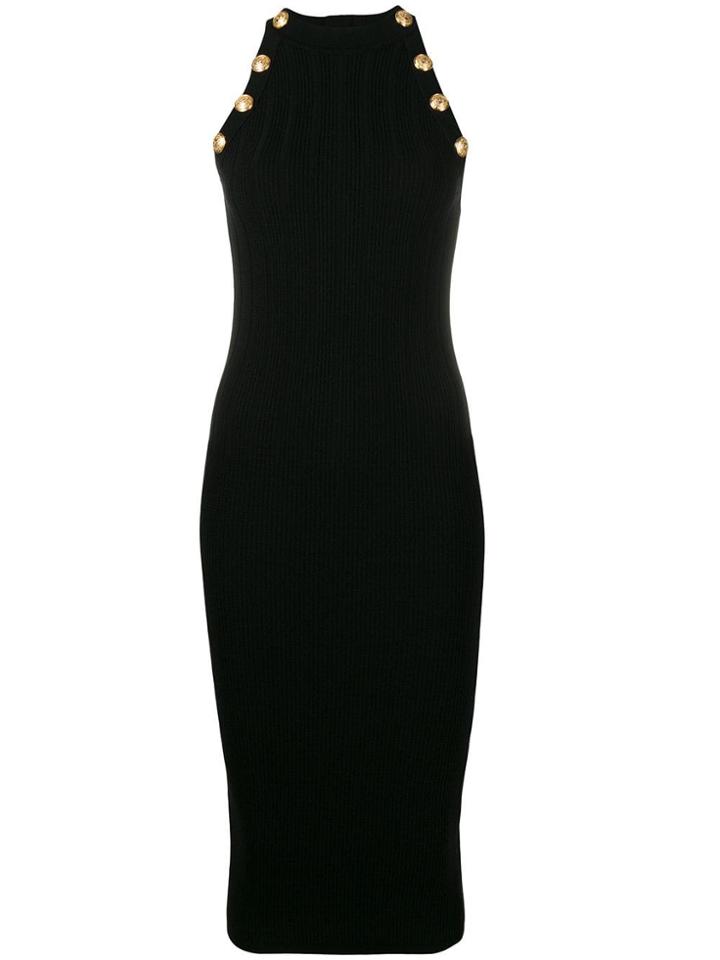 Balmain Midi Knit Dress - Black