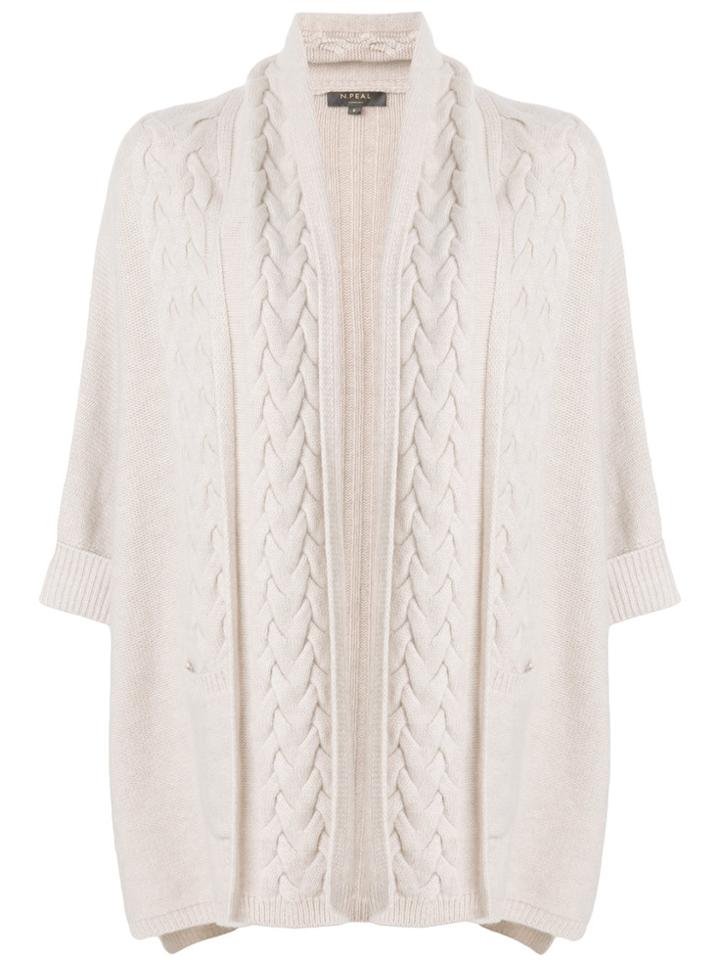 N.peal Scarf Wrap Cable Cardigan - Nude & Neutrals