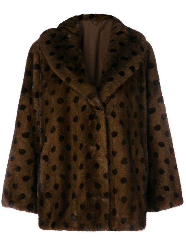 Liska Spotted Fur Jacket - Brown