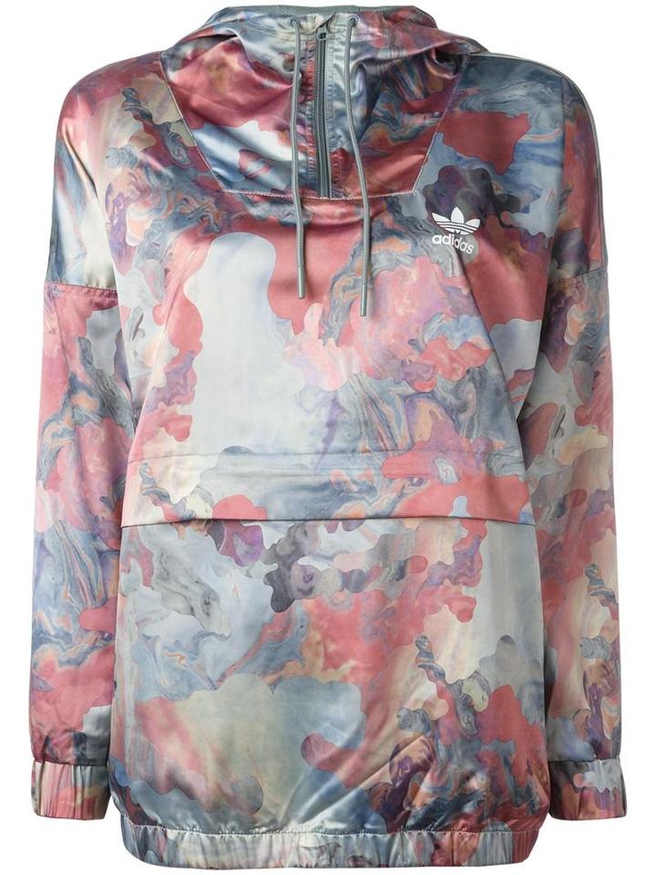 Adidas Pastel Camouflage Print Jacket, Women's, Size: 40, Blue, Polyester/spandex/elastane