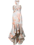 Johanna Ortiz Floral Print Asymmetric Dress - Grey