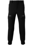 Neil Barrett Tailored Jogger Trousers, Men's, Size: 46, Black, Cotton/lamb Skin/polyester/polyester