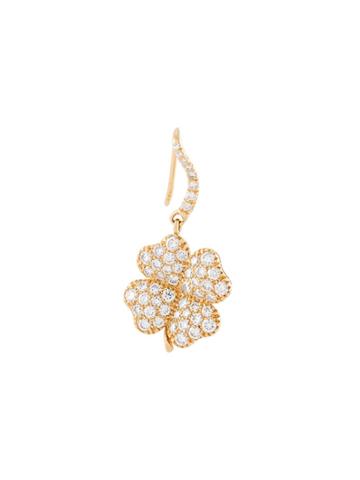 Aurelie Bidermann 18kt Gold Clover Diamond Earring - Metallic