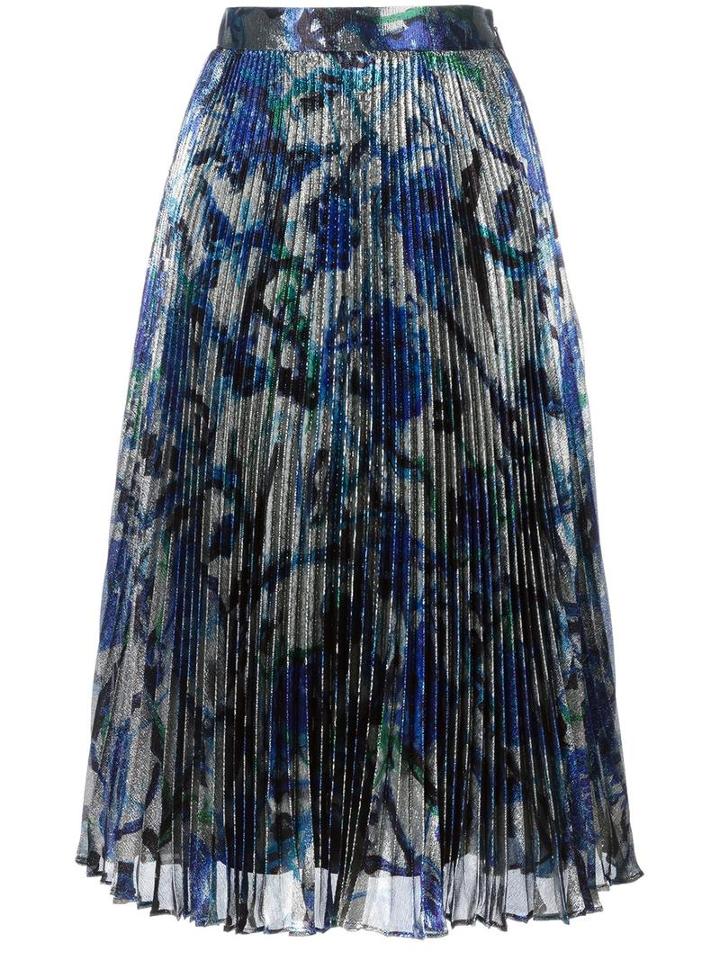 Christopher Kane Lamé Pleated Skirt, Women's, Size: 40, Grey, Polyester