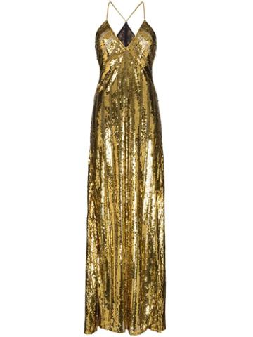 Galvan Sequin-embellished Long Dress - Gold
