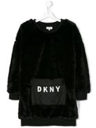 Dkny Kids Teen Faux Fur Sweatshirt Dress - Black