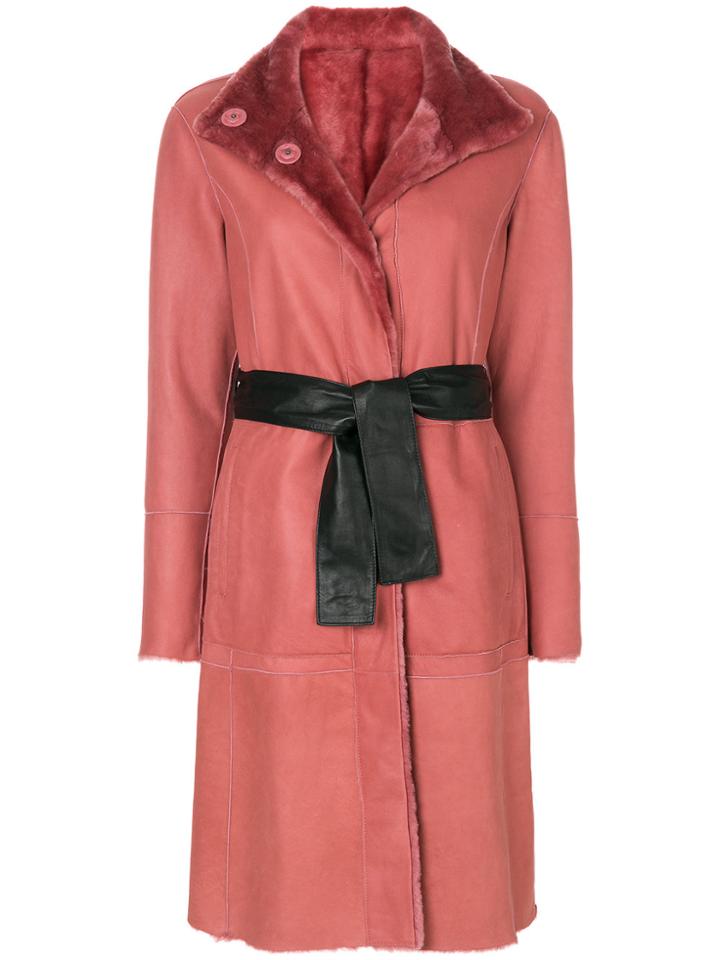 Drome Reversible Lama Fur Coat - Pink & Purple