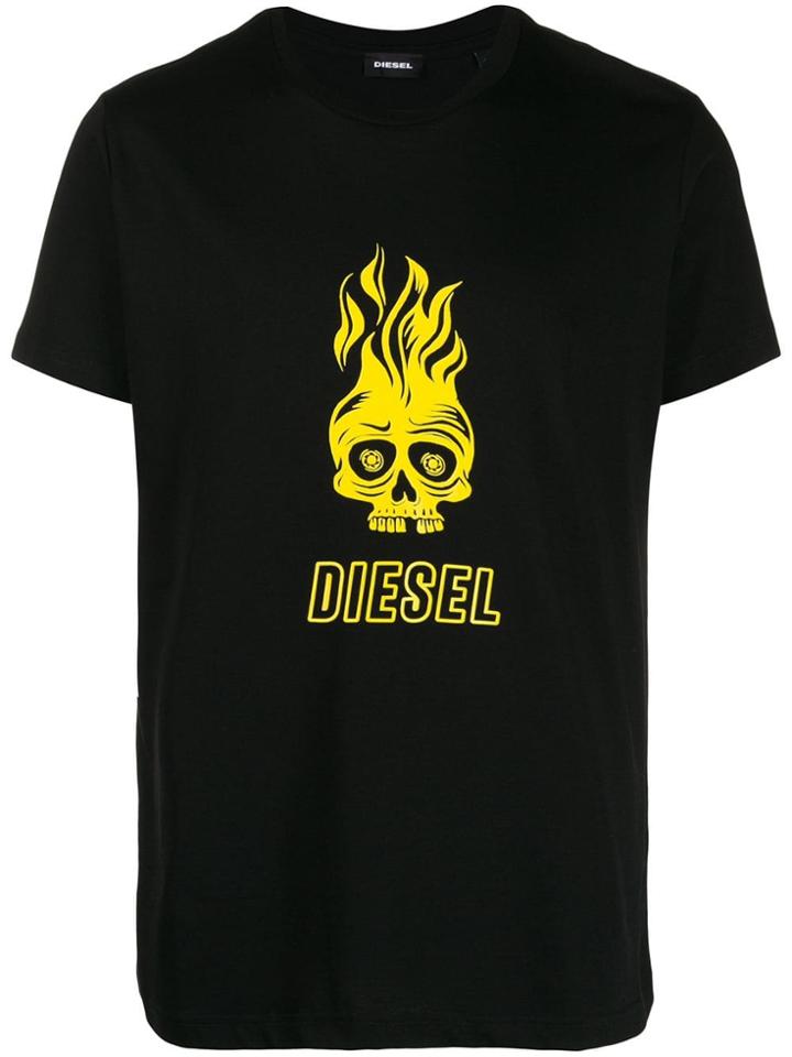 Diesel Skull Print Crewneck T-shirt - Black