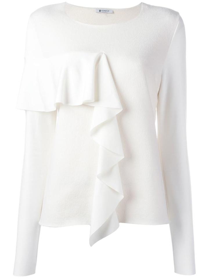 Dondup Ruffled Detailing Knit Blouse, Women's, Size: Medium, Nude/neutrals, Wool/viscose/polyamide/spandex/elastane
